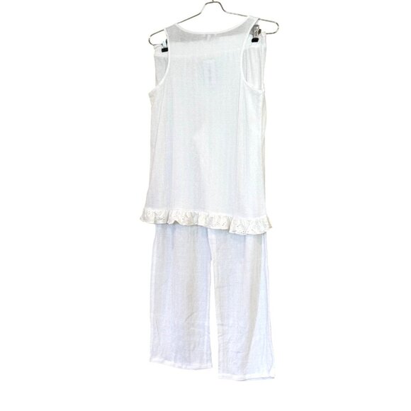 You Say Women's Ruffled Tank & Pant Pajama Set White Size M NWT - Picture 3 of 4